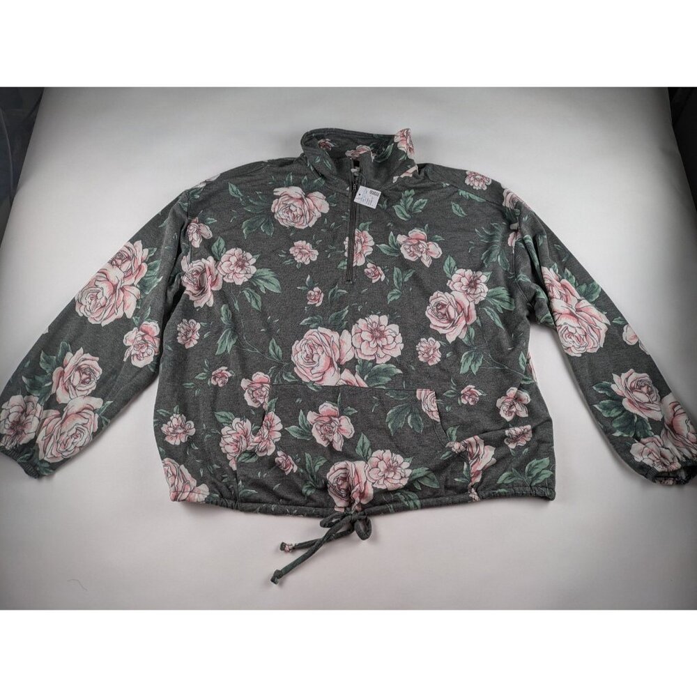 Maurices Floral Quarter Zip Pullover Sweatshirt Women's 1X NWT